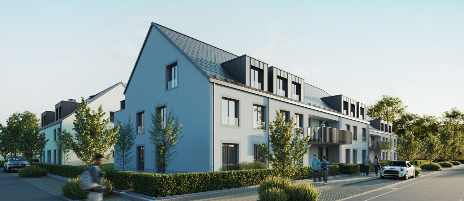 Image 3D des résidences à Erpeldange construites par la SNHBM