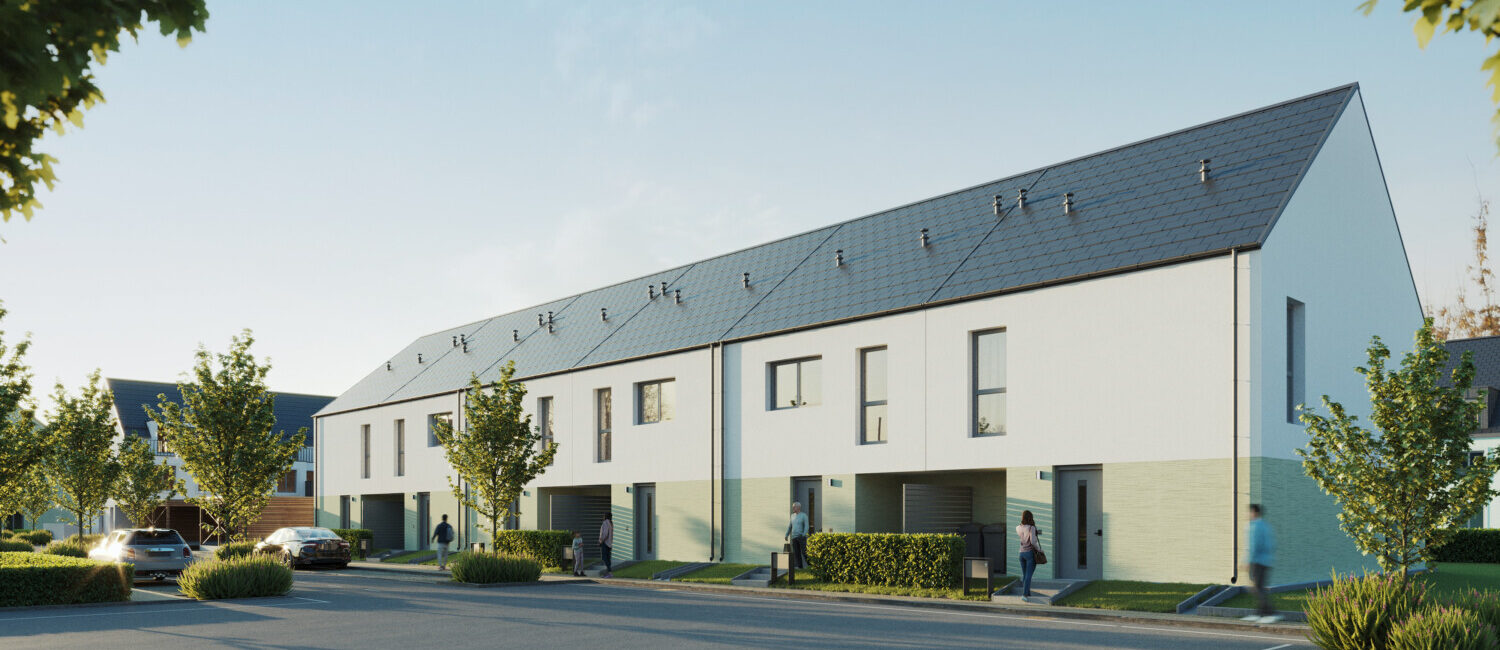 Image 3D des maisons unifamiliales à Erpeldange construites par la SNHBM